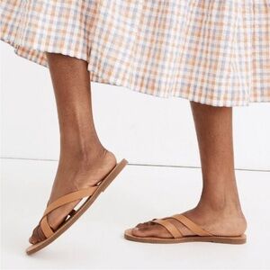 Madewell The Boardwalk Brown Leather Strappy Thong Sandals Size 7